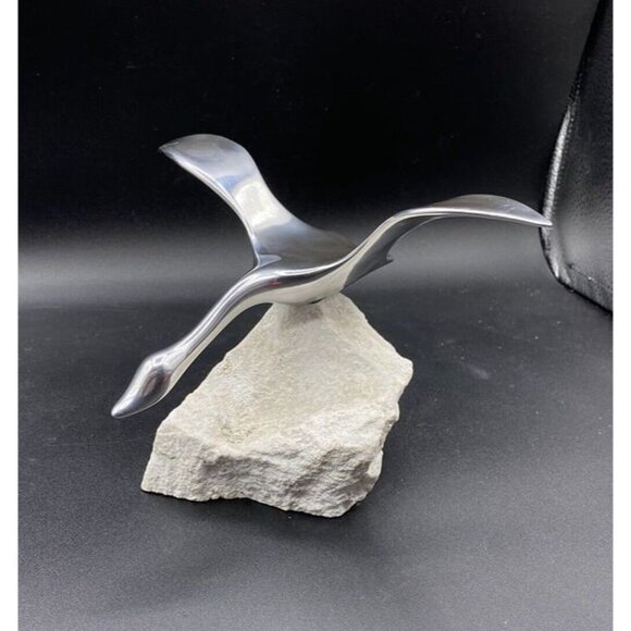 Canadian Goose Signed 983 Hoselton Aluminum Sculpture 5.5” On Rock - Picture 2 of 12